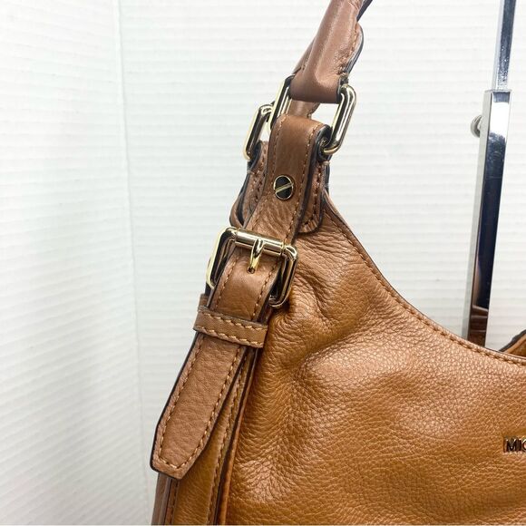 Michael Kors Bedford Belted Large Shoulder Tote Bag Pebble Leather Brown - Picture 2 of 16